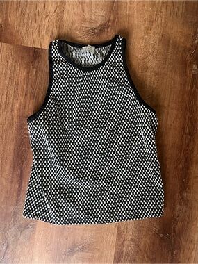 Zara Sleeveless Black and White Polka Dot Tank Top